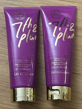 Pure Romance 7th & Plum Conditioning Shave Cream - set of 2 each 8 oz - sealed